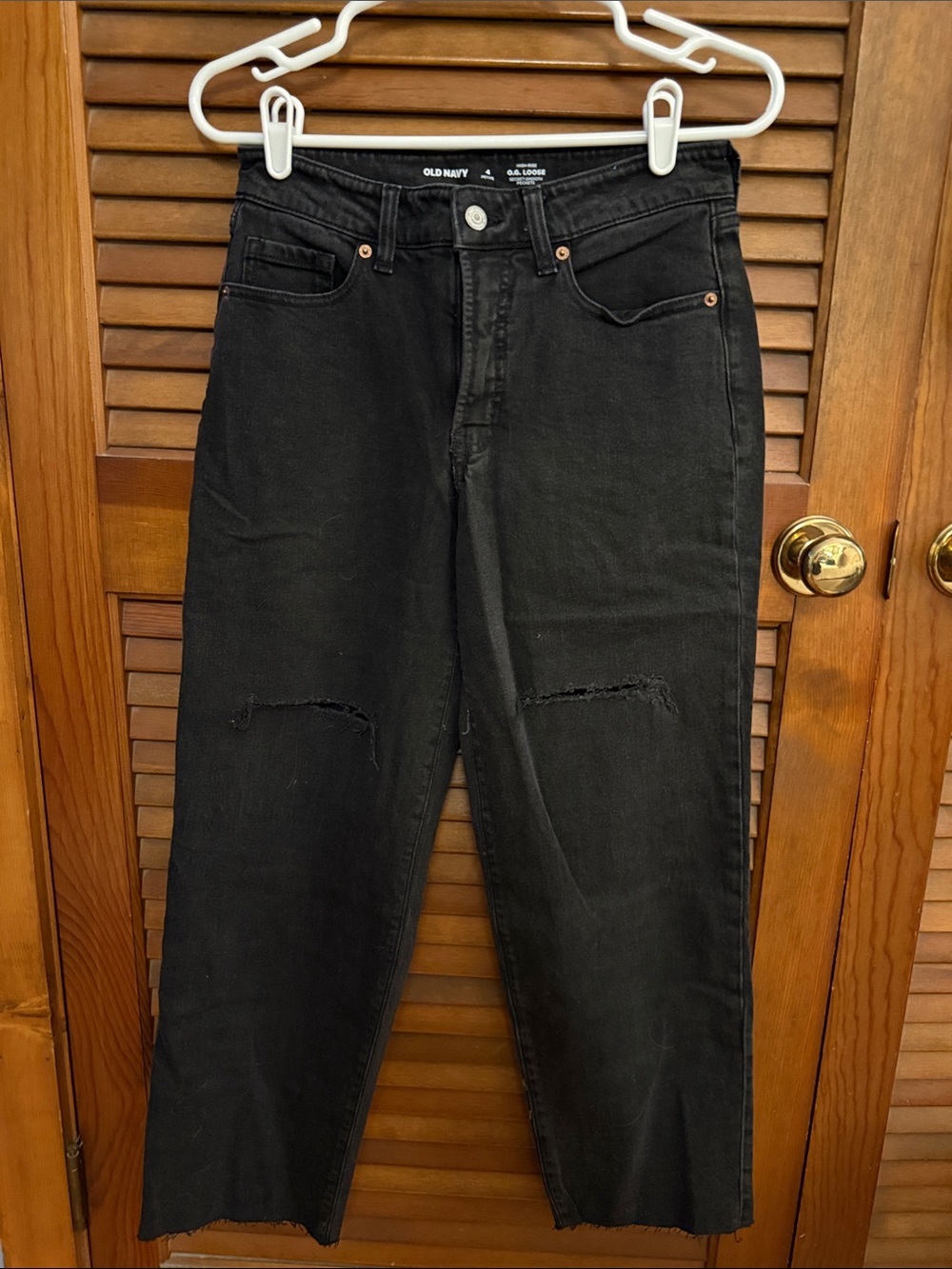 Old Navy Black IG Loose Jeans with Knee Distress